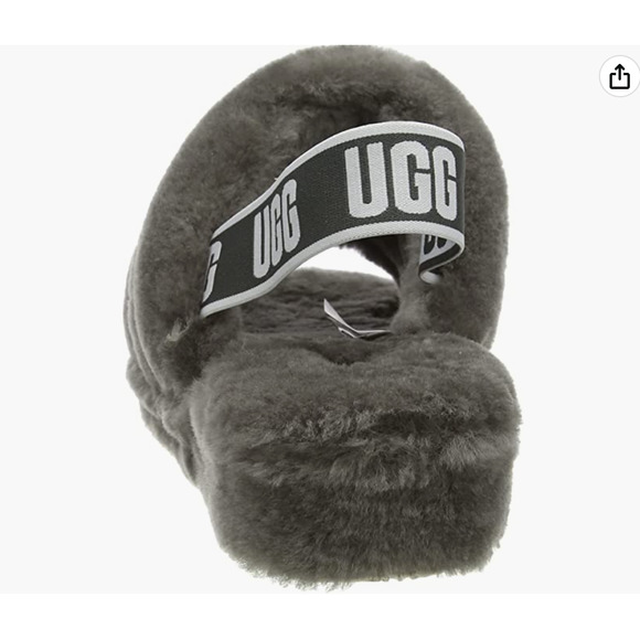NIB UGG Women's Fluff Yeah Slide Slipper Charcoal Gray - Picture 3 of 5